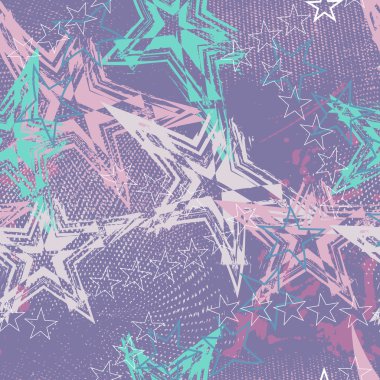 Renkli yıldız piksel doku, vektör arka plan ile seamless modeli.