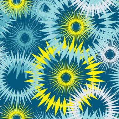 Sarı ve mavi renk ile daireler renkli desen.