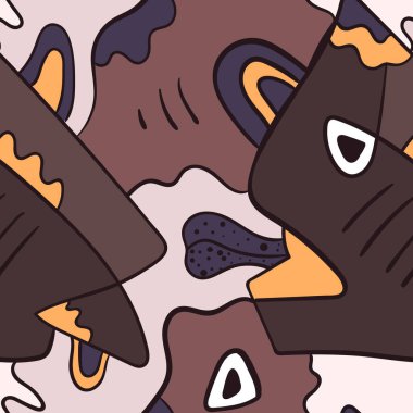 Sevimli, tuhaf yaratıklarla kusursuz bir el çizimi.