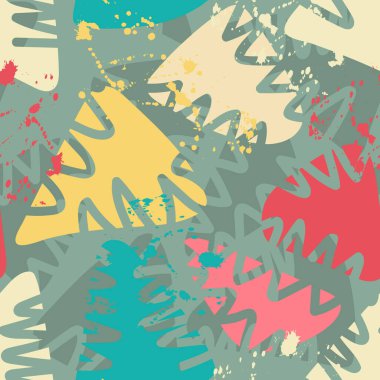 Elle çizilmiş üçgen şekilleri ve grunge noktalarıyla kusursuz soyut şehir arkaplanı