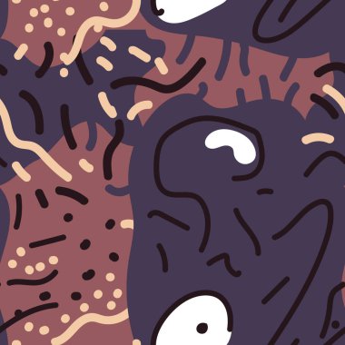 Yaratıcı tasarımın için alışılmadık yüzlere sahip sevimli soyut el çizimi desen