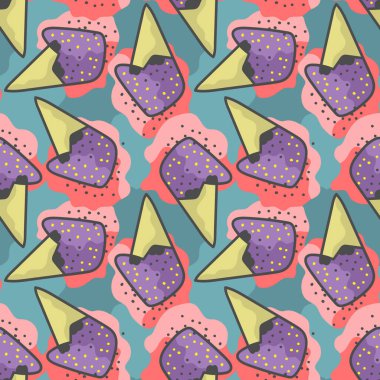 Elle çizilmiş dondurmalarla soyut, alışılmadık, pürüzsüz arkaplan