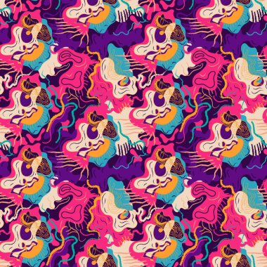 Benzersiz el çizimi desenli yaratıcı soyut zemin. Psikedelik sanat eserleri