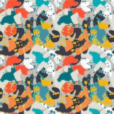 Soyut modern, pürüzsüz desenli, grunge noktalı ve kaotik şekilli.