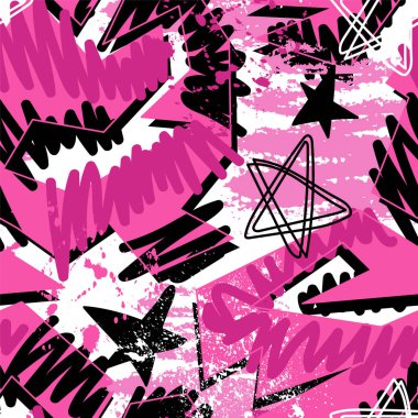  Elle çizilmiş sıra dışı desenler: eğri geometri elementleri, eğri çizgiler ve el çizimi yıldızlar.