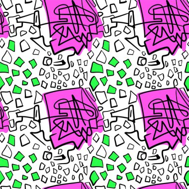  Soyut el çizimi desenli kusursuz renkli bir süs.