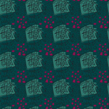  Soyut el çizimi desenli kusursuz renkli bir süs.