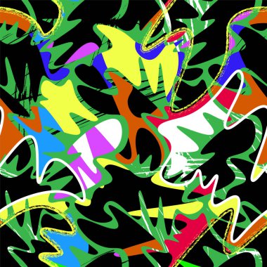  Soyut el çizimi şekilleri ve grunge benek desenli kusursuz arkaplan