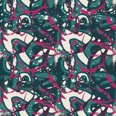 Soyut el çizimi şekilleri ve grunge noktalarıyla kusursuz şehir arkaplanı