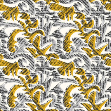  Dalgalı şekiller ve grunge noktalarıyla kusursuz soyut dekoratif desen