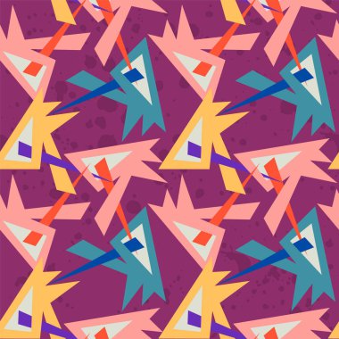  Parmak izi, doku, tekstil ve yaratıcı fikirleriniz için el çizimi eğimli geometri üçgeni elementleri ile kusursuz soyut desen