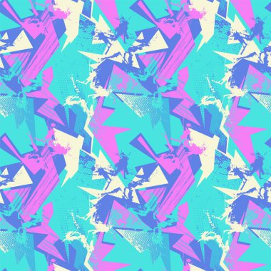 Grunge benekli, eğri geometri deseni çizilmiş elsiz şehir