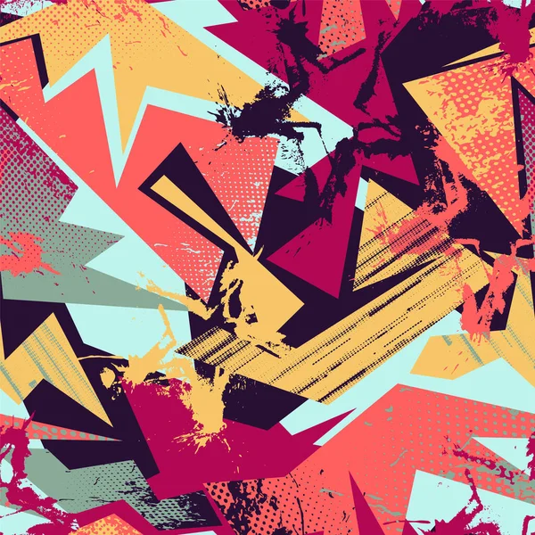 Grunge benekli, eğri geometri deseni çizilmiş elsiz şehir