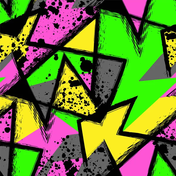 Geometría Abstracta Urbana Patrón Sin Costuras Con Líneas Curvas Grunge — Vector de stock