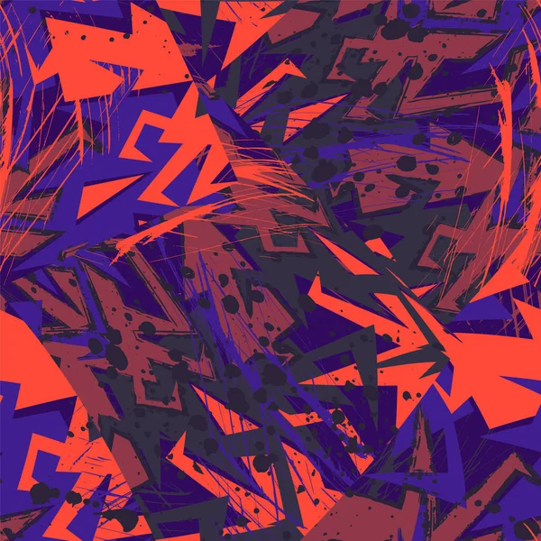 Vector Abstract Naadloos Patroon Met Gebogen Geometrie Elementen Grunge Vlekken — Stockvector