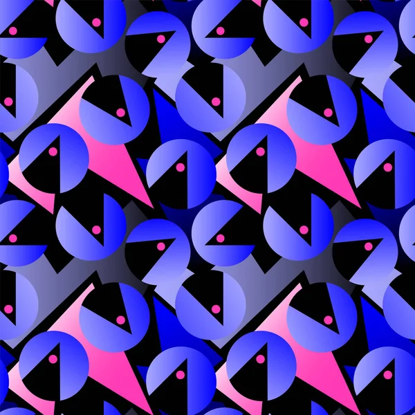 Abstrakter Nahtloser Hintergrund Mit Gradientenkreiselementen Und Gekrümmten Geometrischen Verlaufsformen — Stockvektor