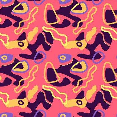  Şekiller ve dalga çizgileriyle soyut, sıra dışı, pürüzsüz desen