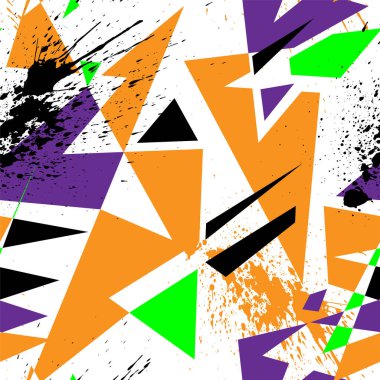 Kavisli geometri elemanları ve grunge noktalarıyla soyut ve pürüzsüz desen