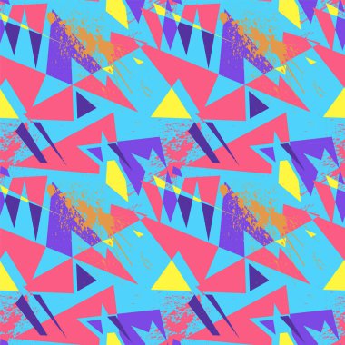 Kavisli geometri elemanları ve grunge noktalarıyla soyut ve pürüzsüz desen