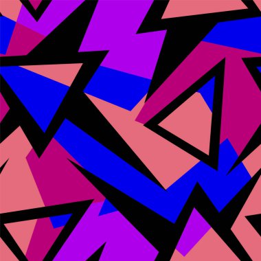 Kavisli geometri elemanları ve grunge noktalarıyla kusursuz soyut desen