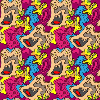  Soyut psikedelik olağandışı dikişsiz freehand deseni