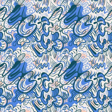 Elle çizilmiş kusursuz vektör çizimi soyut benzersiz desen