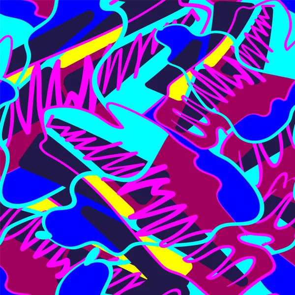 Dalgaların Rengarenk Şekilleriyle Çizimi Kusursuz Desen — Stok Vektör