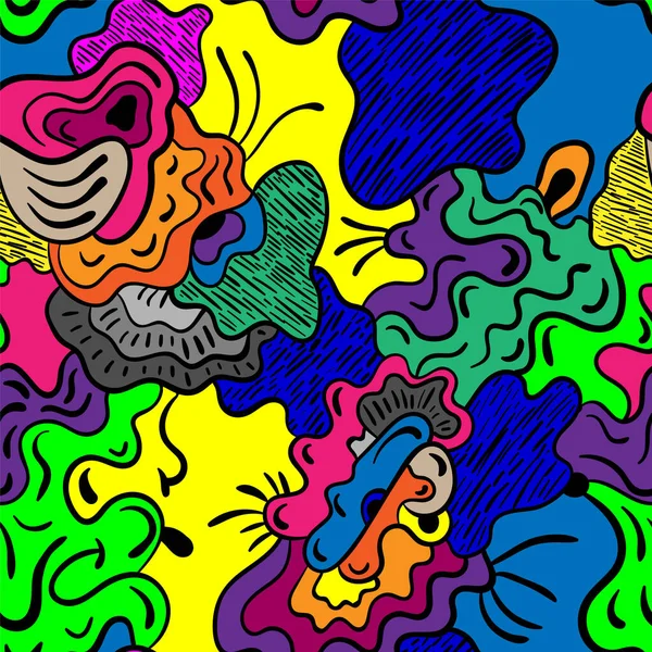 Psychedelic Abstrato Colorido Padrão Sem Costura Incomum — Vetor de Stock