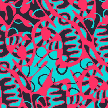 Dekoratif vektör desenli kusursuz soyut ve alışılmadık renkli sanat eserleri