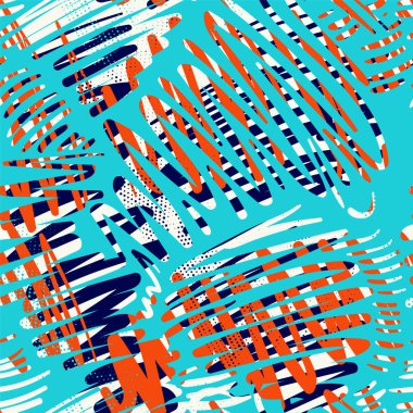  Dalganın el çizgileri, kaotik fırça çizgileri ve noktalarıyla kusursuz ve benzersiz soyut desen.