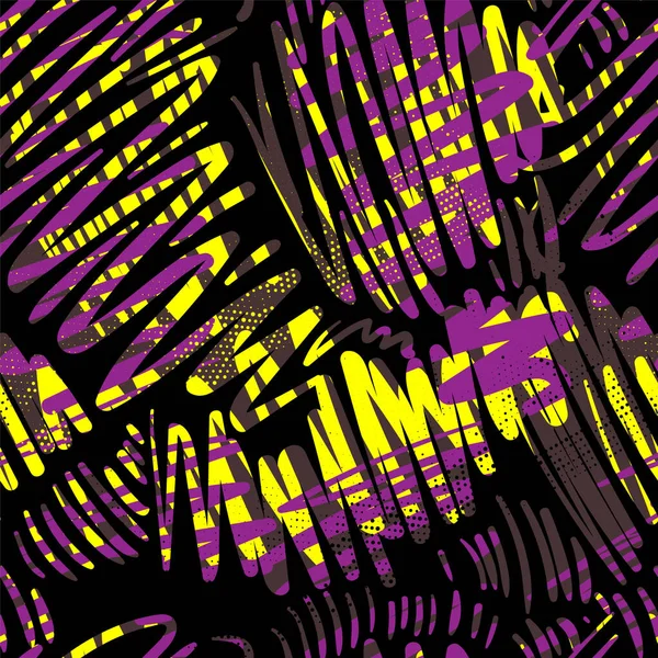 Безшовний Унікальний Абстрактний Візерунок Хвильовою Рукою Намальовані Хаотичні Лінії Пензля — стоковий вектор