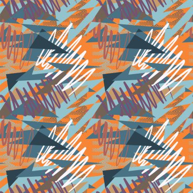  Kavisli şekiller ve kaotik çizgiler ile soyut geometri kusursuz desen