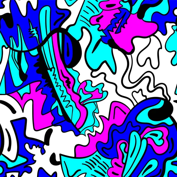 Abstrakte Psychedelische Unikate Mit Handgezeichneten Chaotischen Mustern — Stockvektor