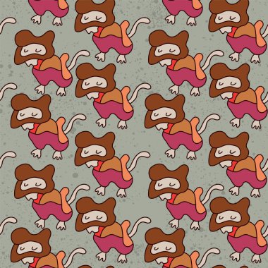  Çocuklar için karakterleri olan eşsiz, soyut, pürüzsüz desen.