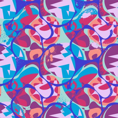 Renkli eşsiz vektör şekilleriyle kusursuz soyut desen