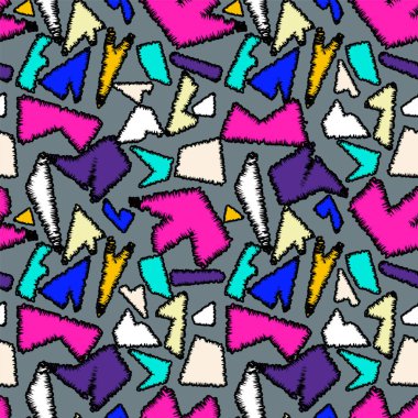 Kavisli kaotik geometri elementleriyle kusursuz soyut desen