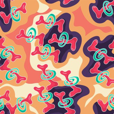  Abstract psychedelic seamless pattern with unique wave elements