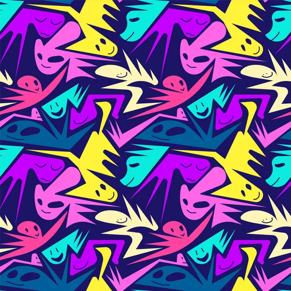 Seamless Abstract Pattern Geometry Elements Ghosts — Vetor de Stock