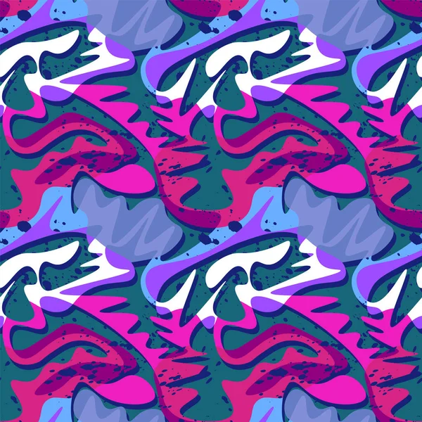 Seamless Unusual Abstract Pattern Wave Chaotic Shapes — Vetor de Stock