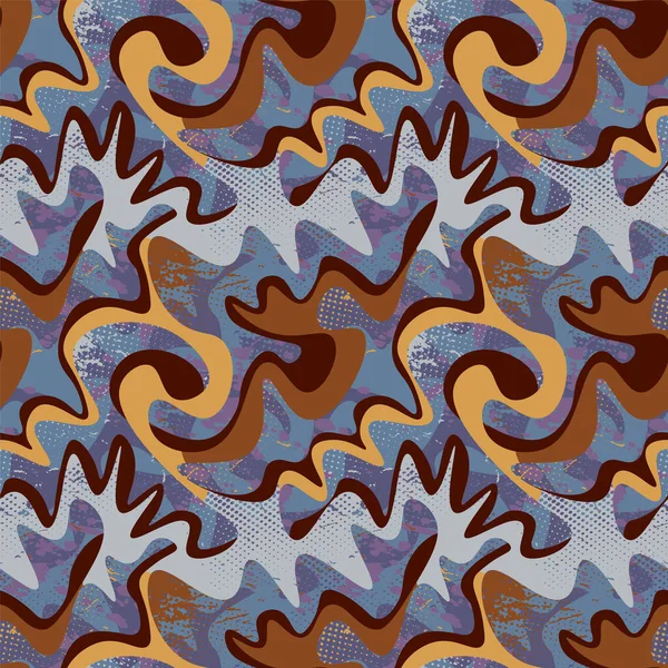 グランジスポット 波の形とシームレス抽象的なパターン — ストックベクタ
