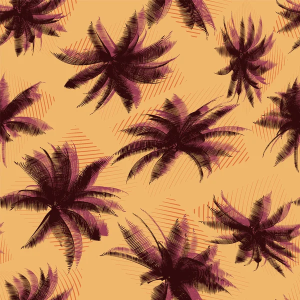 Тропическая Геометрия Бесшовная Картина Хаотичными Пальмами — стоковый вектор