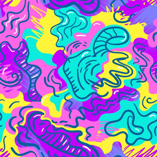 Nahtlos Ungewöhnliche Abstrakte Kunstwerke Mit Farbenfrohen Handgezeichneten Mustern — Stockvektor