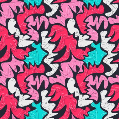  Renkli dalga şekillerine sahip soyut, benzersiz, pürüzsüz desen