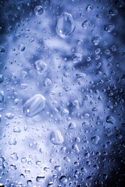 Siyah menekşe arka planda makro su damlaları. Makroda su damlası.