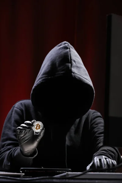 Internationale Hacker Versuchen Ihre Kryptowährungen Stehlen Blockchain Sicherheit Dieb Mit — Stockfoto