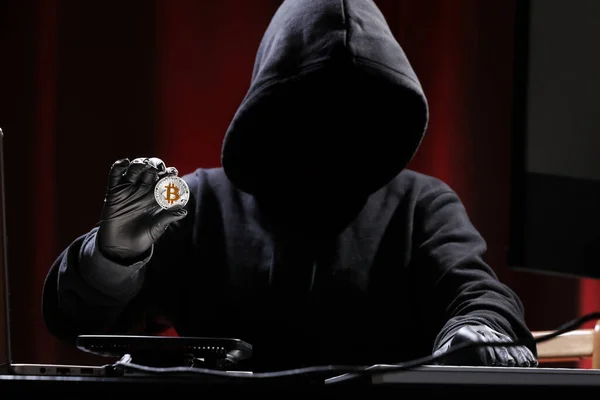 Internationale Hacker Versuchen Ihre Kryptowährungen Stehlen Blockchain Sicherheit Dieb Mit — Stockfoto