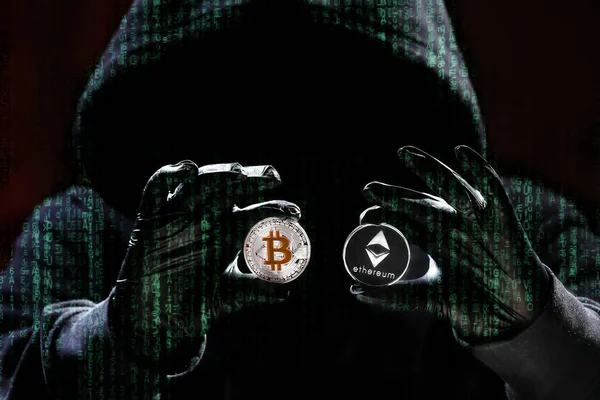 International Hacker Trying Steel Your Crypto Currencys Blockchain Security Thief Stock Image