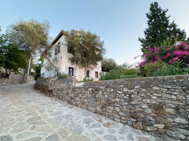 Ege Sokak Güzeli, Eski Veritabanının Çiçek Adlı Taş Evleri. Yüksek kalite fotoğraf