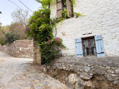 Ege Sokak Güzeli, Eski Veritabanının Çiçek Adlı Taş Evleri. Yüksek kalite fotoğraf
