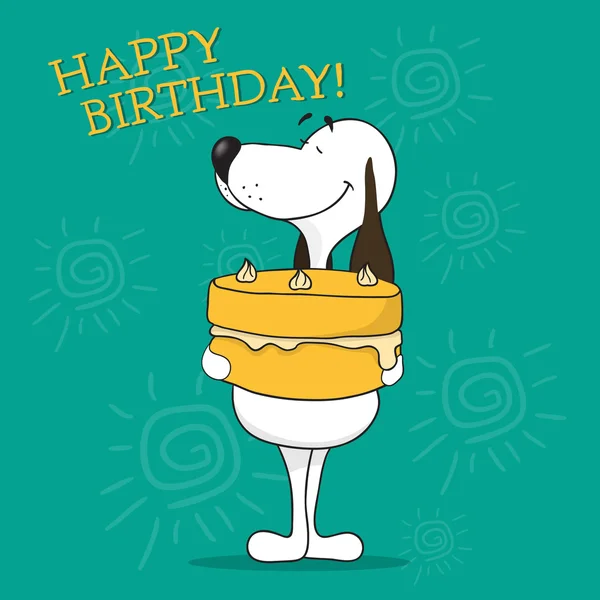 Wenskaart. Gelukkige Birthday.Funny cartoon hond — Stockvector